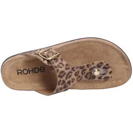 ROHDE Damen Pantolette Leder Zehentrenner mit Leopardenmuster Rodigo-D 5891, Größe:40 EU, Farbe:Beige - 40