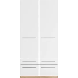 Priess Kleiderschrank PRIESS "Schrank Garderobe Wäscheschrank Barcelona in 5 Breiten", weiß (struktureichefarben hell, weiß), B:94cm H:193cm T:54cm, Holzwerkstoff, Schränke, Kleiderschrank, viel Stauraum, geräumige Schubkästen, mit Spiegel, MADE IN GERMANY
