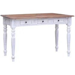vidaXL Schreibtisch mit Schubladen Weiß 117x57x75 cm Altholz Massiv