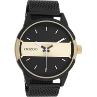 OOZOO Quarzuhr Oozoo Herren Armbanduhr Timepieces Analog, (Analoguhr), Herrenuhr rund, extra groß (ca 48mm) Metall, Mesharmband, Casual-Style schwarz
