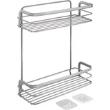 Metaltex Bad Regal 2-Etg. Origin LUXY, Ablage ohne Bohren, selbstklebend, Silber