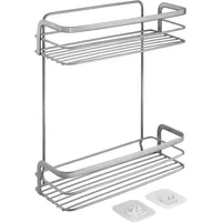 Metaltex Bad Regal 2-Etg. Origin LUXY, Ablage ohne Bohren, selbstklebend, Silber