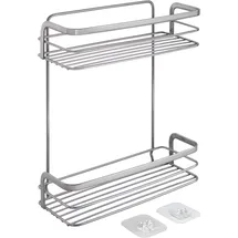 Metaltex Bad Regal 2-Etg. Origin LUXY, Ablage ohne Bohren, selbstklebend, Silber