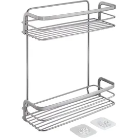 Metaltex Bad Regal 2-Etg. Origin LUXY, Ablage ohne Bohren, selbstklebend, Silber