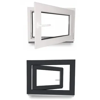 JeCo Fenster Kellerfenster Kunststoff innen weiß / außen Farbe 2-fach Verglasung 120 cm x 40 cm
