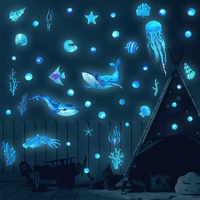 Leuchtsterne Kinderzimmer,Meerestiere Wandtattoo Leuchtend,Świecące gwiazdy do pokoju dziecięcego, Fluoreszierend Wandaufkleber, Meerestiere Wandtattoo Leuchtend,