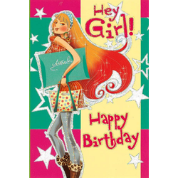 bsb-obpacher Geburtstagskarten, Geburtstagskarte "Hey Girl" / Sterne, mit Umschlag bunt
