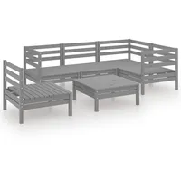 vidaXL 6-tlg Garten-Lounge-Set Massivholz Kiefer Grau