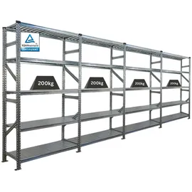 Proregal Fachbodenregal Metall 200x480x50 cm silber