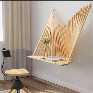 DSXH Klapptisch Wandmontage, Schwebender Schreibtisch Braun Holz, Klappbarer Laptop Tisch 61x42cm, Platzsparend für Homeoffice, Schlafzimmer, Küche
