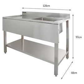 MONSTER SHOP Gastrospüle 1 Becken Rechts Edelstahl Handbetätigung 1000 x 500 mm