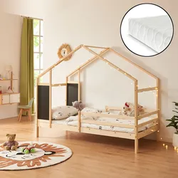 Kinderbett Lorenskog mit Matratze 90x200 cm Natur