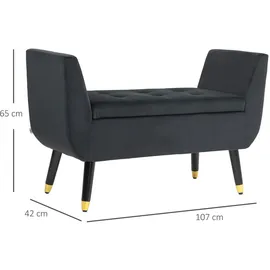 Homcom Sitzbank mit Stauraum Armlehnen Polsterbank mit Samtoptik, Sitztruhe mit Holzbeine, Truhenbank für Wohnzimmer Schlafzimmer Flur 107 x 42 x 65 cm, Esszimmer, Bänke, Sitzbänke