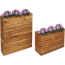 Mendler Pflanzkasten HWC-L21 2er-Set 40 x 40 x 40 cm Braun
