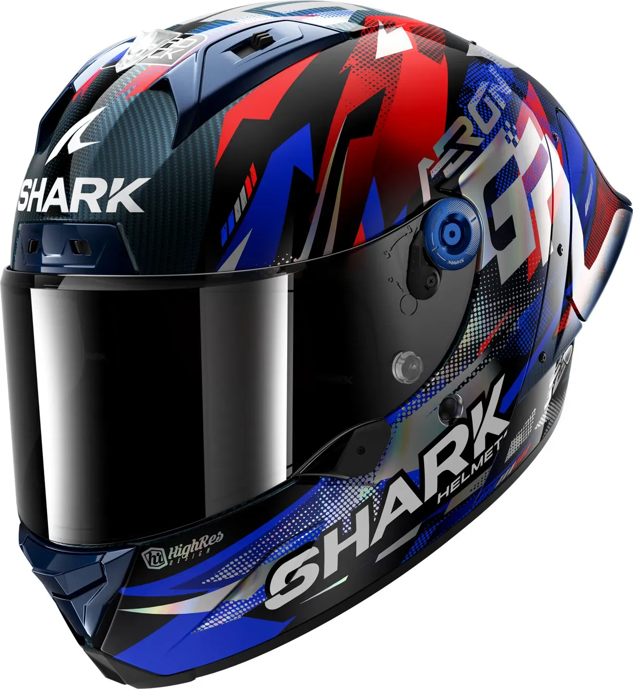 Shark Aeron-GP FIM Racing #1 Zarco Victory 2025, casque intégral - Carbone/Bleu/Argent/Rouge - XL