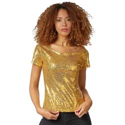 tectake® Pailletten-Kurzarm-Shirt