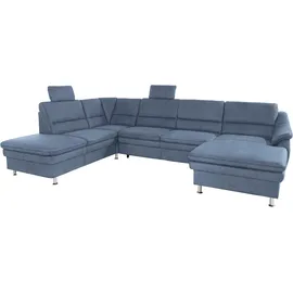 sit&more Wohnlandschaft SIT & MORE "Cardoso U-Form", blau, B:324cm H:90cm T:90cm, Luxus-Microfaser 1 (100% Polyester);Luxus-Microfaser 2 (100% Polyester);Luxus-Microfaser ALTARA NUBUCK (100% Polyester), Sofas, Wohnlandschaft, mit Federkern und Kopfstützen, mit