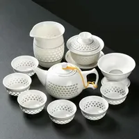 TAMTAK 11 stücke Hohl Waben Kung Fu Tee-Set Blau und Weiß Porzellan Trinkgeschirr Keramik Glas Teetasse Teekanne Gaiwan Sieb fair Tasse