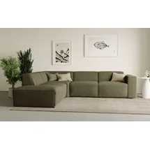 Home Affaire Ecksofa HOME AFFAIRE "Noord mit Kedernaht, Breite 282 cm, L-Form", grün (khaki), B:282cm H:71cm T:222cm, 100% Polyester, Sofas, Ecksofa, Webstoff, mit Wellenunterfederung, Massivholzrahmen