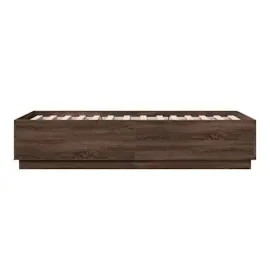 vidaXL Bettgestell mit LED Braun Eichen-Optik 90x190 cm Holzwerkstoff