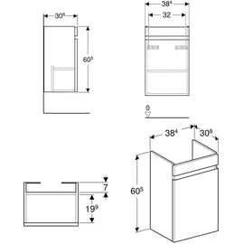 Geberit Waschtischunterschrank 1 Tür 38,5 x 66 x 31 cm Lava Matt