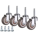 Universal Möbelrollen Gummirollen Lenkrollen,Lenkrollen mit Bremse,Rollen mit Hülse Stift,Perfect für Kleine Geräte und kleine Möbel,4 Stück(universal2inch)