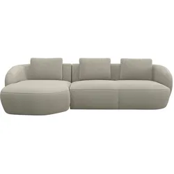 Wohnlandschaft FLEXLUX "Torino, rund, L-Form, Sofa-Ecke mit Recamiere, Longchair-Sofa", beige (natural), B:276cm H:85cm T:146cm, Sofas, Modernes, organisches Sofa-Design, Kaltschaum, Wellenunterfederung