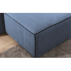 Fun Möbel Ecksofa Schlafsofa WALDO Stoff Poso Blau Ottomane Links - Blau