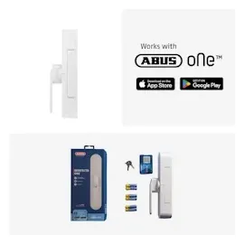 ABUS Fensterantrieb WINTECTO One – Smarter Fenstergriff für Fenster, Balkon- und Terrassentür – mit Alarmfunktion – einfache Montage ohne Bohren – Weiß,