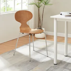 [en.casa] Esszimmerstuhl Kil Walnussoptik/Chromfarben beige 4er Set