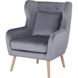 Home Affaire Ohrensessel HOME AFFAIRE "Yamuna", grau (hellgrau), H:100cm T:85cm, Sessel, Ohrensessel, mit Sitzpolsterung, Gestell und Füße aus Massivholz, Sitzhöhe 47 cm