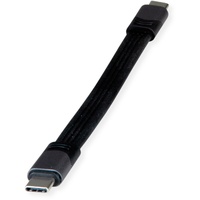 ROLINE USB4 Gen3x2 Kabel, Emark, Flach, C-C, ST/ST, 40Gbit/s, 100W, Schwarz 15 cm