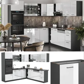 Vicco Winkelküche L-Form 237 x 247 cm Weiß Hochglanz/Anthrazit