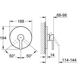 Grohe Lineare Einhand-Brausebatterie rund für 1 Verbraucher Supersteel 24063DC1