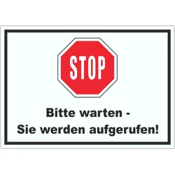 Stop Bitte warten Sie werden aufgerufen Aufkleber A3 (297x420mm)