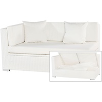 OUTFLEXX 2-Sitzer Ecksofa, weiß, Polyrattan, 145x85x70cm, Armlehne re, inkl. Polster, wasserfeste Kissenbox