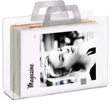 Relaxdays Zeitungsständer, 2 Griffe, Transparente Optik, für Zeitungen & Aufbewahren, Zeitungsständer