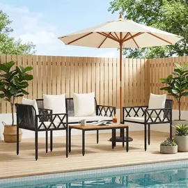 vidaXL Gartenmöbel-Set 4-tlg. Schwarz/Cremeweiß