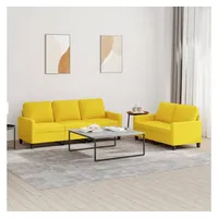 VidaXL 2-tlg. Sofagarnitur mit Kissen Hellgelb Stoff