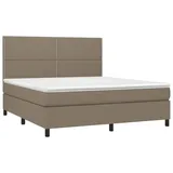 vidaXL Boxspringbett mit Matratze & LED Taupe 160x200 cm Stoff