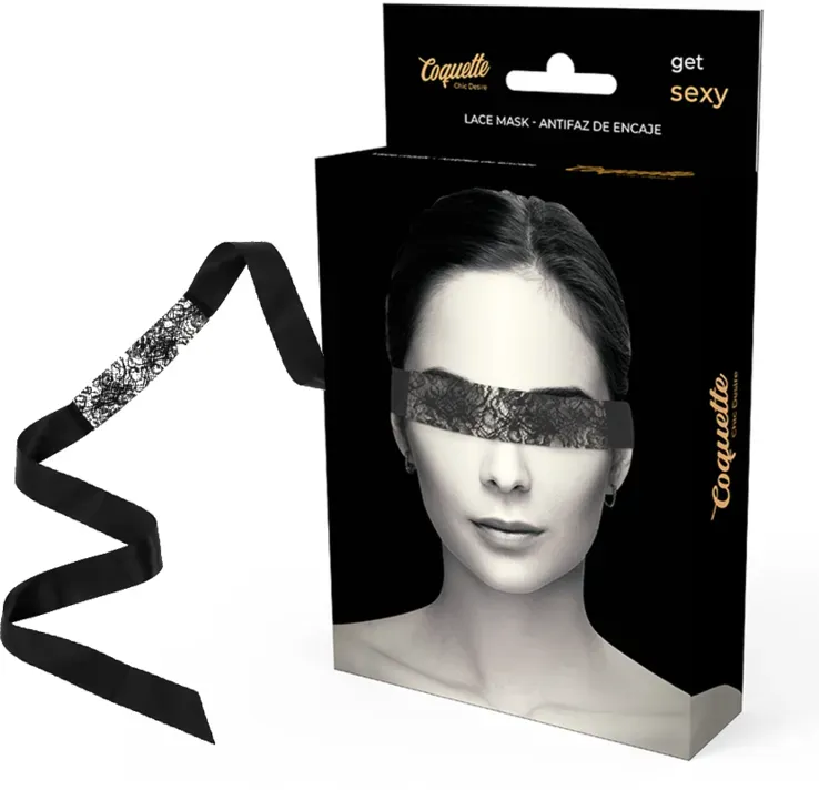 COQUETTE CHIC DESIRE  Schwarze Spitzen Maske mit Band
