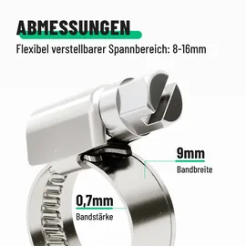 greate Schlauchschellen Edelstahl 8-16mm - 10er Pack