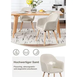 Woltu Esszimmerstuhl Samt Cremeweiß 4er Set