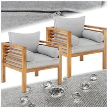 Tectake Garten-Loungesessel, mit lasiertem Holzgestell, Dicke der Sitzpolster 12 cm, bodenschonende Kunststoffkappen, 72 x 63 x 64,5 cm