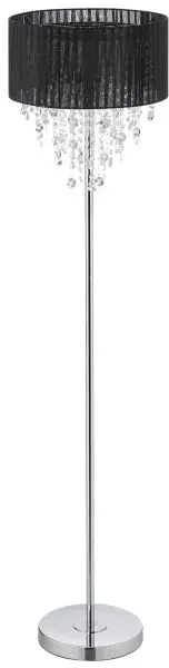Relaxdays Stehlampe mit Kristallen in Schwarz Schwarz,Silber,Transparent