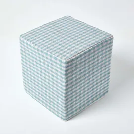 Homescapes Sitzwürfel Baumwolle 36 x 38 x 36 cm Blau/Weiß