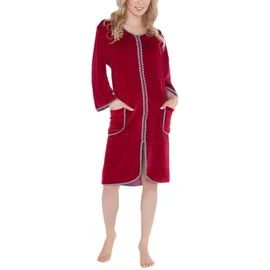 Aquarti Damen Velours Bademantel Morgenmantel Kurz mit Reißverschluss, Farbe: Weinrot, Größe: 3XL - 3XL