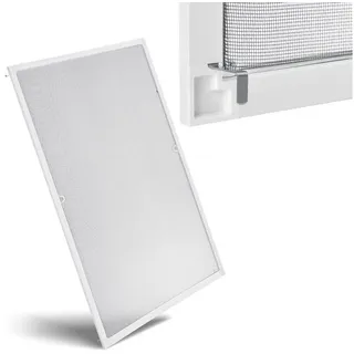Fliegengitter mit Alu-Rahmen 80 x 100 cm für Fenster zum Einhängen UV-beständig in Weiß