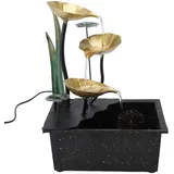 Zimmerbrunnen, Tischbrunnen, 3 Etagen, Kleiner Lotus-Wasserfall, USB-betrieben, mit Steinen, LED-Licht für Büro, Wohnzimmer, Innenräume