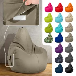 Green Bean© Sitzsack mit Rückenlehne "Cozy" 80x70x90cm - Gaming Chair mit 230L Füllung - Bean Bag Lounge Chair Sitzhocker Khaki